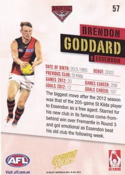 2013 Select Prime AFL #57 Brendon Goddard Back